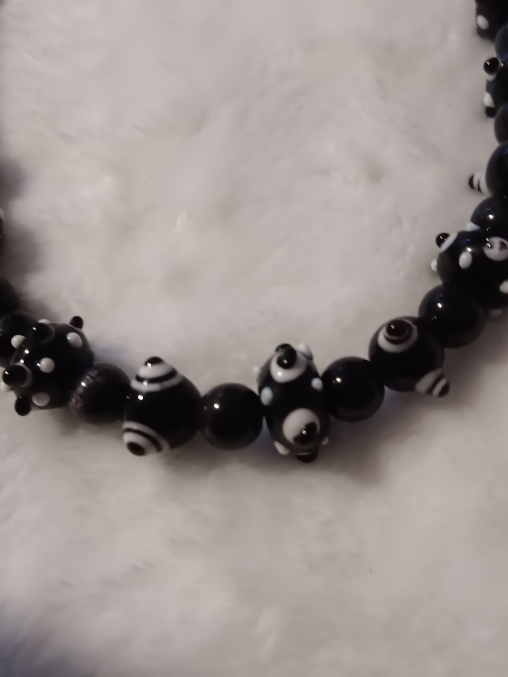 Black and White Polka Bead Statement Necklace - Women Jewelry